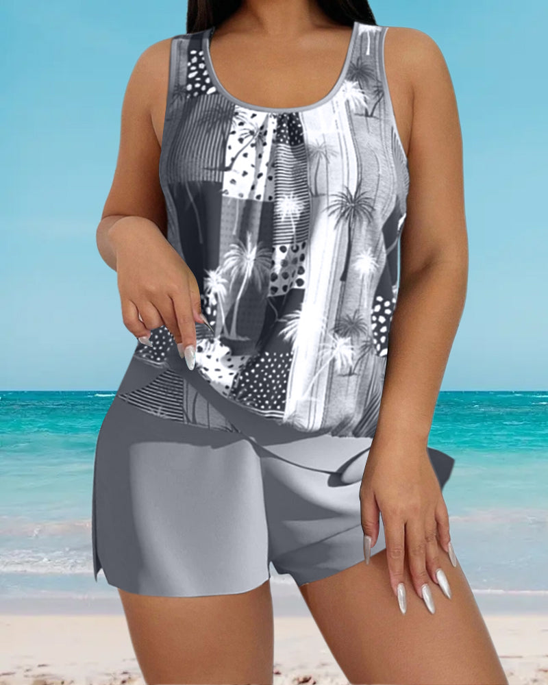 Coconut print tankini swimsuit set