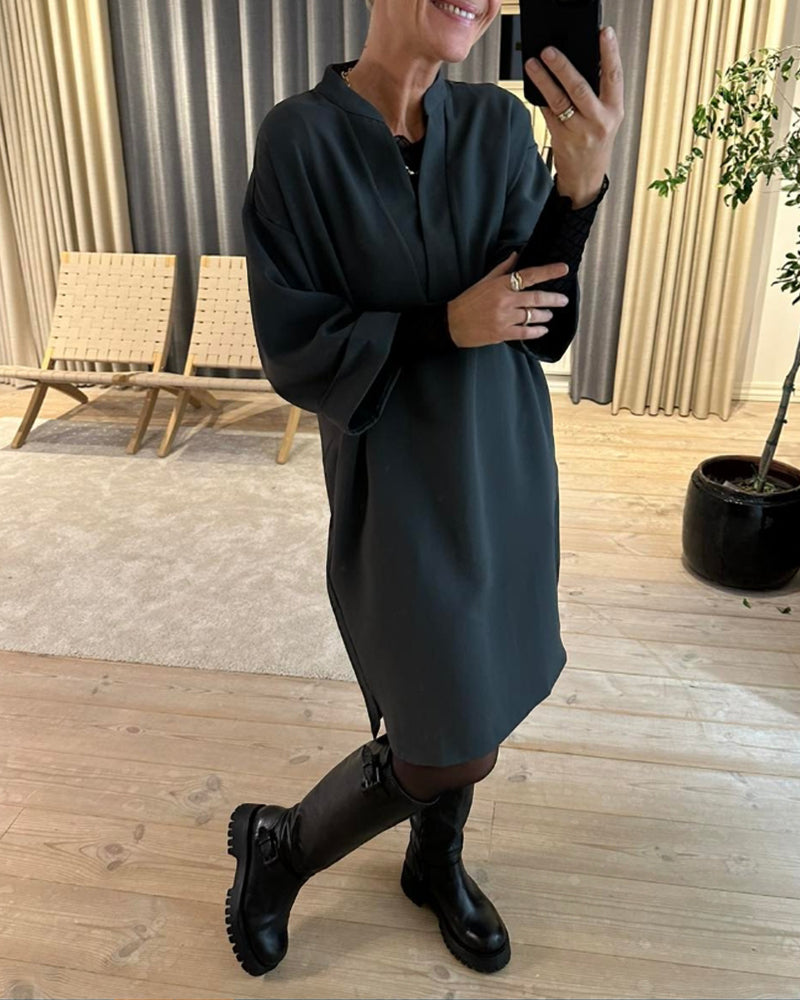 Shift dress with pocket and V-neck