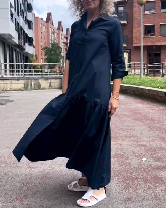 Solid color casual long sleeve dress
