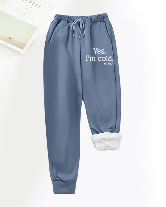 Letter printed fleece casual pants