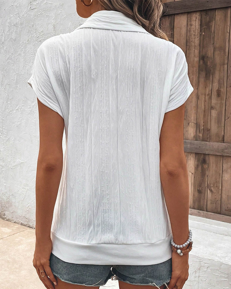 Simple lapel solid color blouse