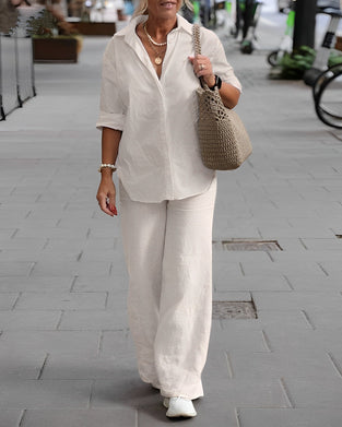 Solid Color Long Sleeve Casual Suit