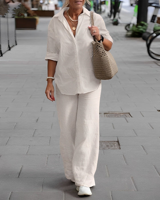 Solid Color Long Sleeve Casual Suit