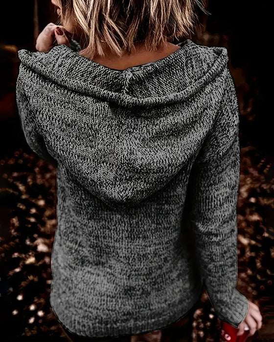 Long-Sleeved Hooded Casual Lace-Up Jumper