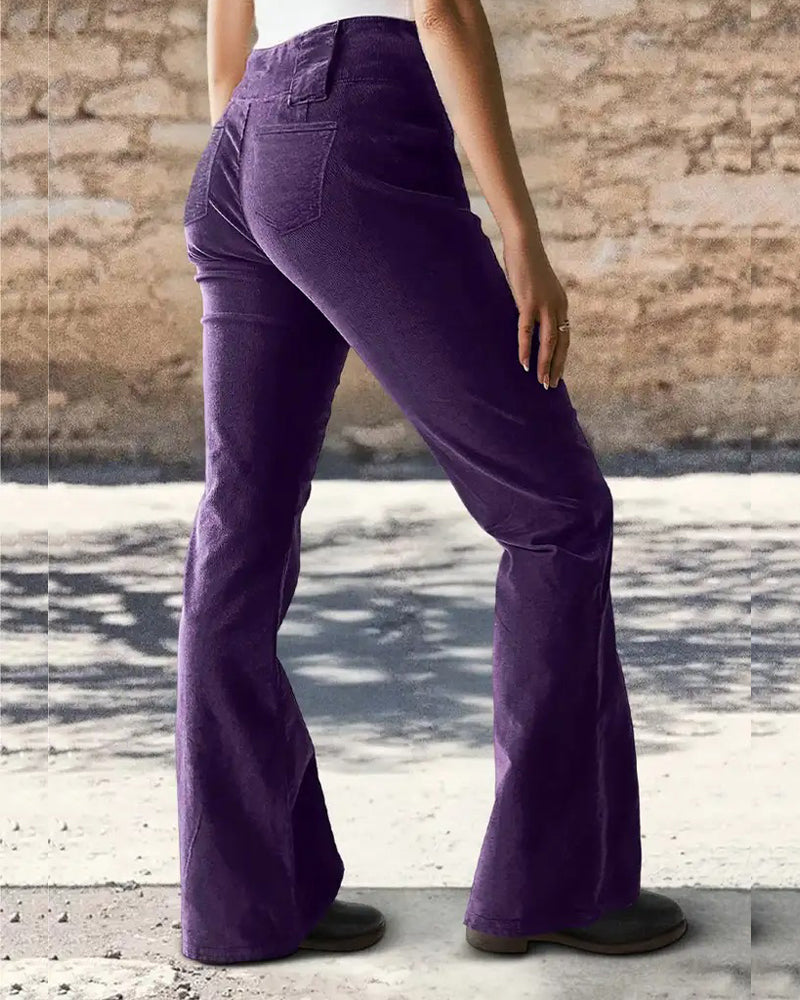 Corduroy Casual Flared Pants