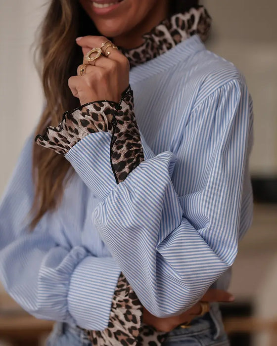 Leopard Print Paneled Shirt