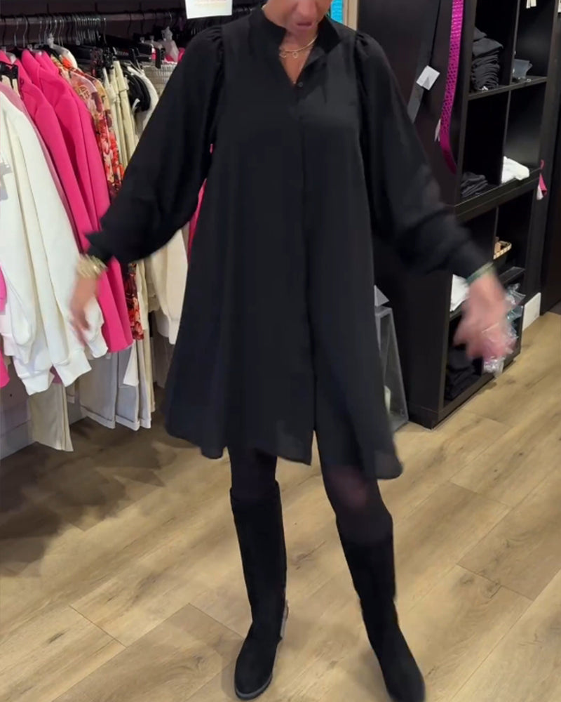 V-neck simple knee-length dress