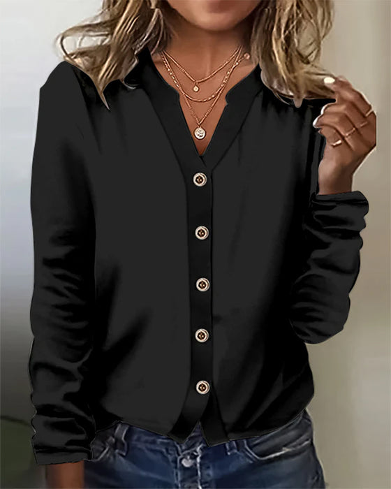 Solid color button down top