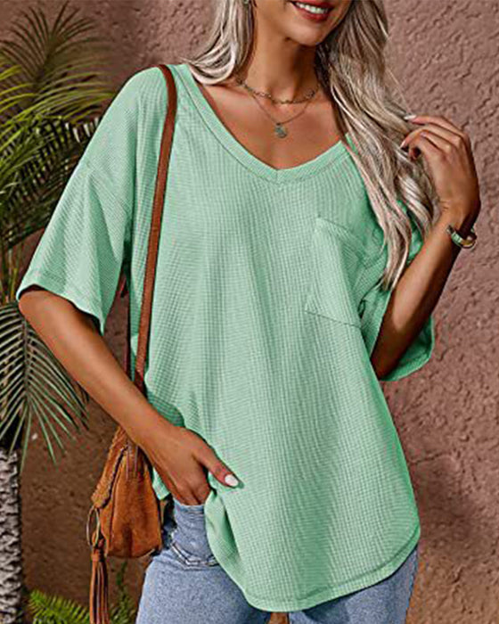 V neck pocket short sleeve t-shirt