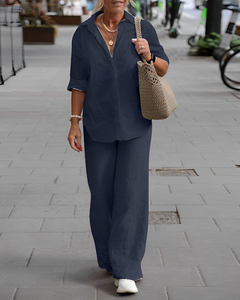 Solid Color Long Sleeve Casual Suit