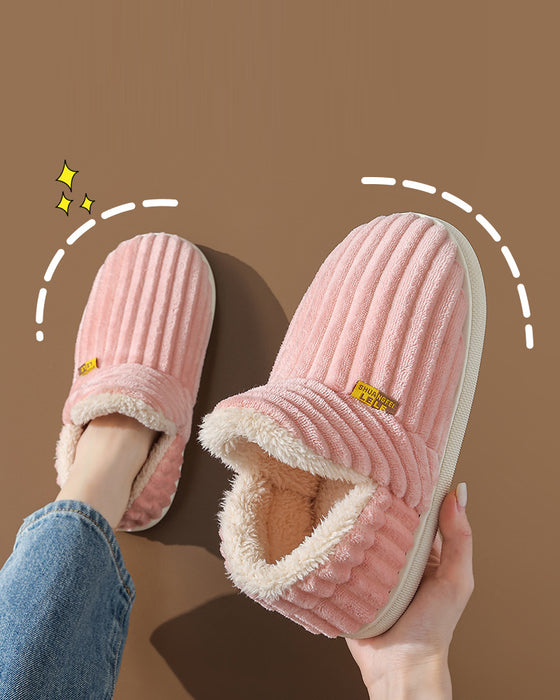 Home warm solid color flat shoes