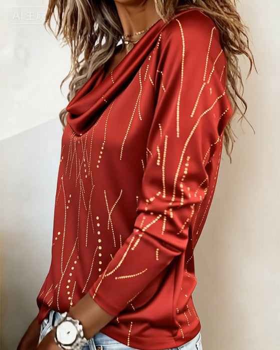 Cowl Neck Fashion Printed Top