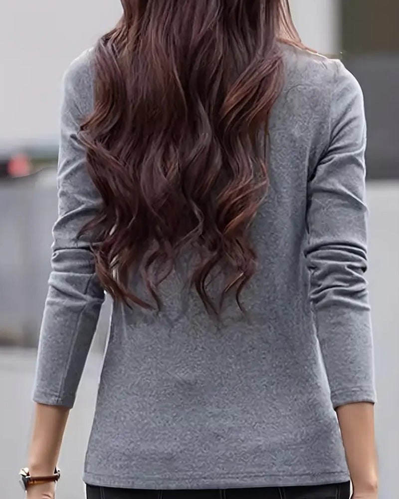 Slim Fit Pleated Long Sleeve Top