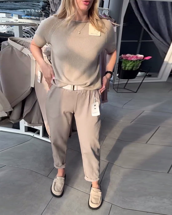 Solid Color Casual Straight Pants