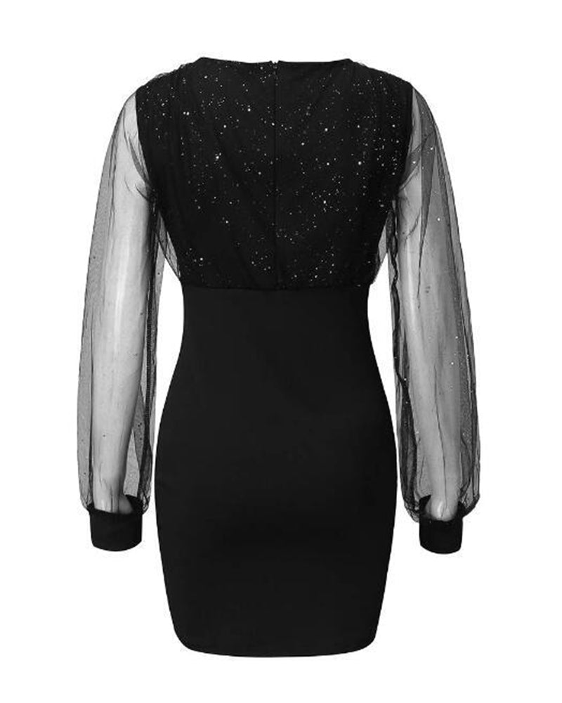 Elegant mesh v-neck dress