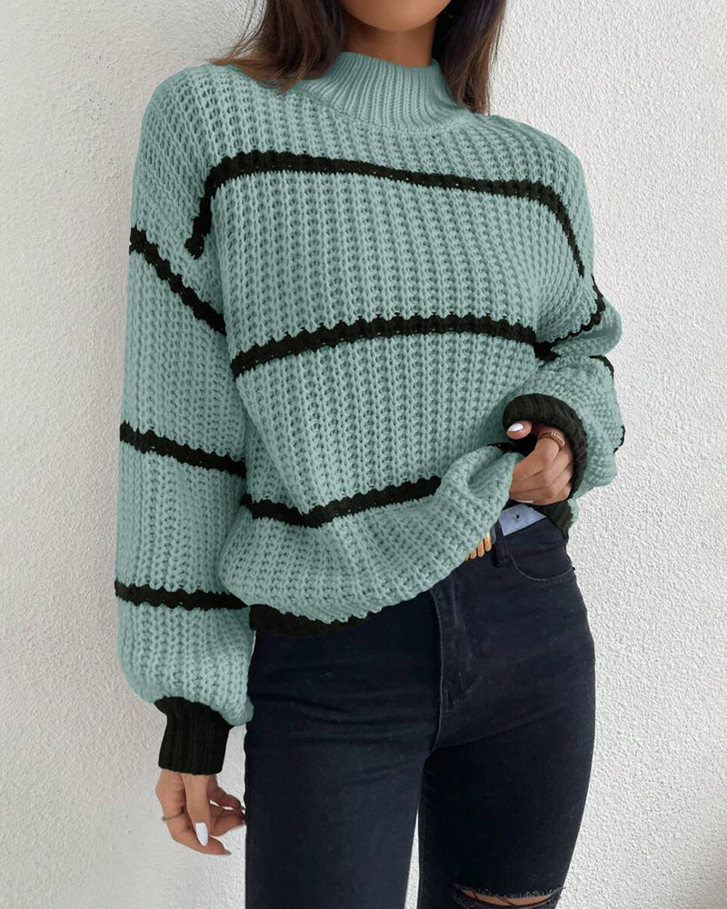 Long-Sleeved Loose Lazy Striped Jumper