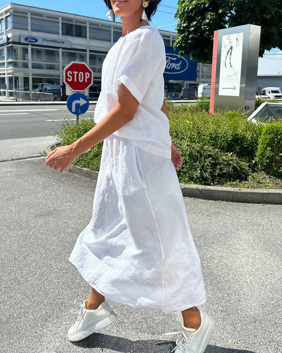 Solid Color Cotton And Linen Casual Suit