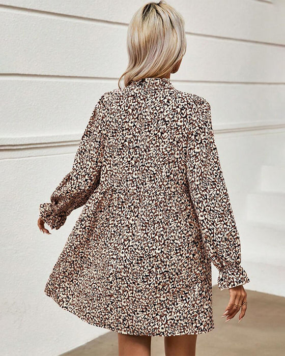 Leopard Print Temperamental V-Neck Dress