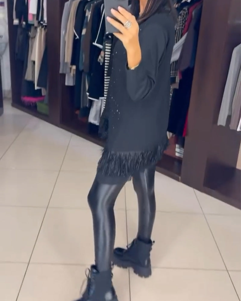 Fashionable Rhinestone Hem Blouses