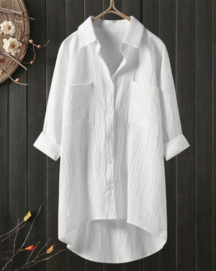Solid Color Loose Blouse with Long Sleeves