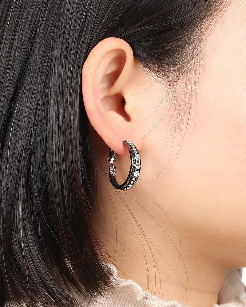 Rhinestone-encrusted large hoop earrings