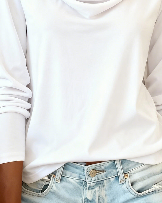Draped Collar Slim Fit Solid Top