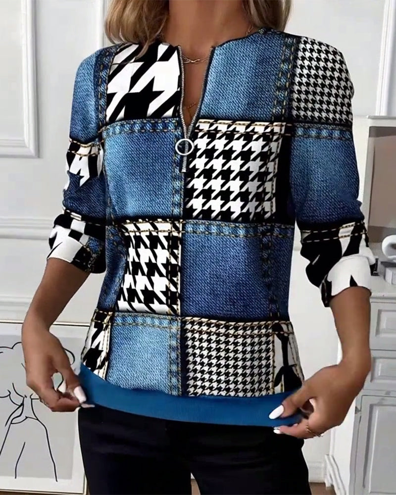 Printed Fashion Half-Zip Sweatshirt