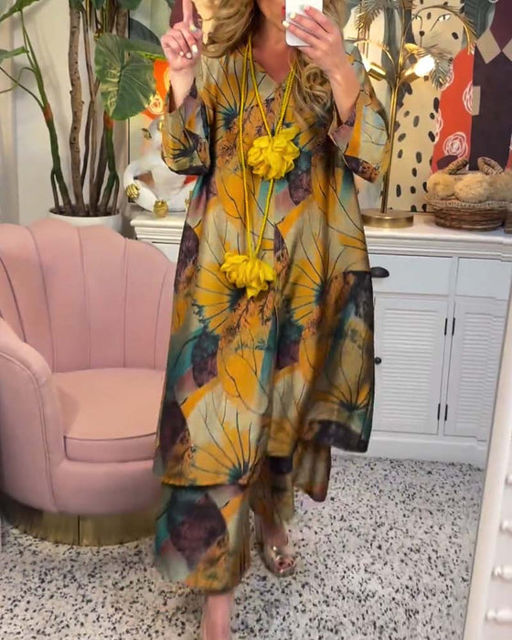 Retro loose print casual set