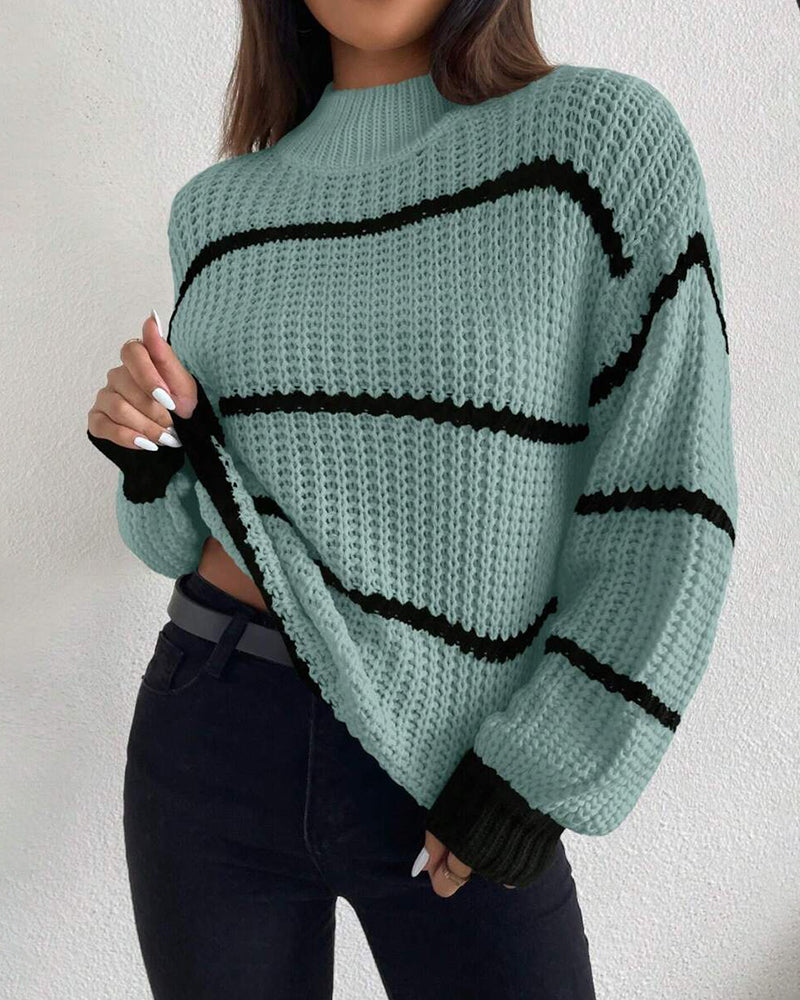 Long-Sleeved Loose Lazy Striped Jumper