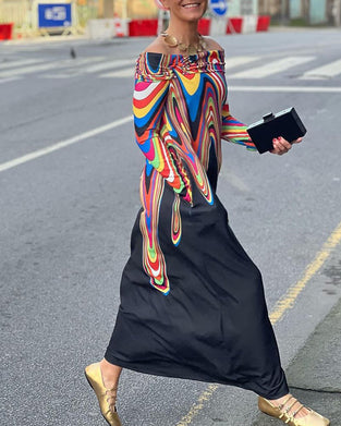 Long sleeve off shoulder elegant maxi dress