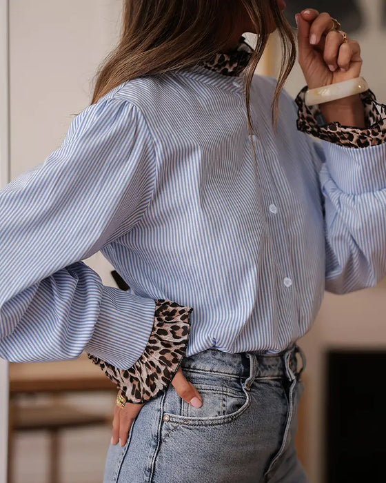 Leopard Print Paneled Shirt