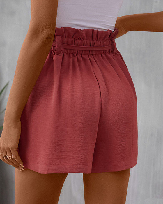 Solid Color High Waisted Shorts