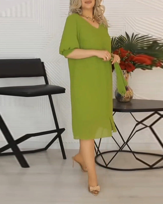 V neck Lantern sleeve dress