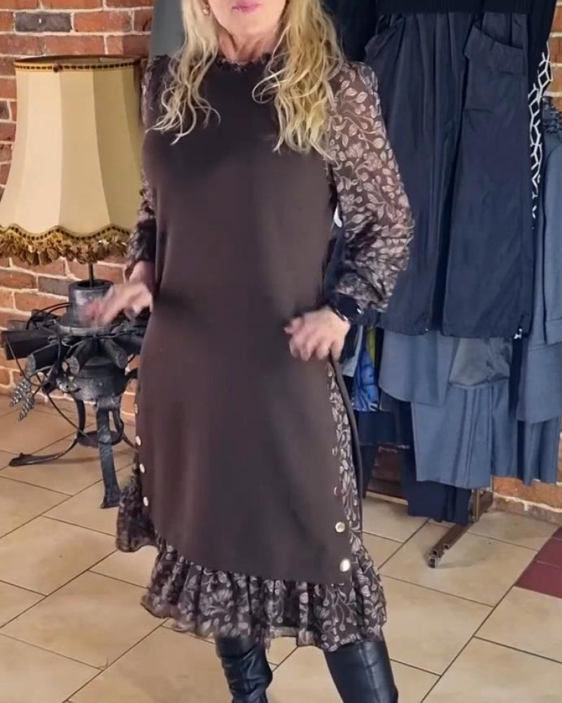 Round Neck Fake Two-Piece Dress