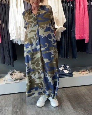 Camouflage style printed dress