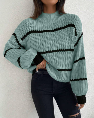 Long-Sleeved Loose Lazy Striped Jumper