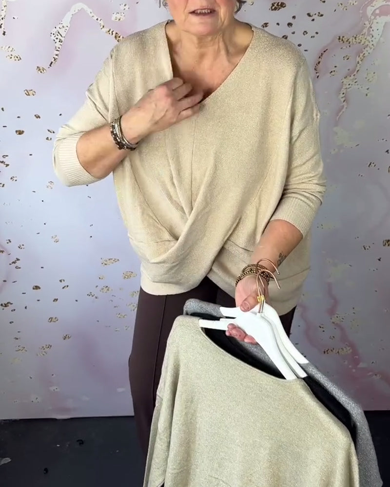 Irregular Hem V-Neck Pullover
