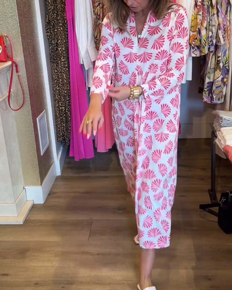 Casual Botanical Print Dress