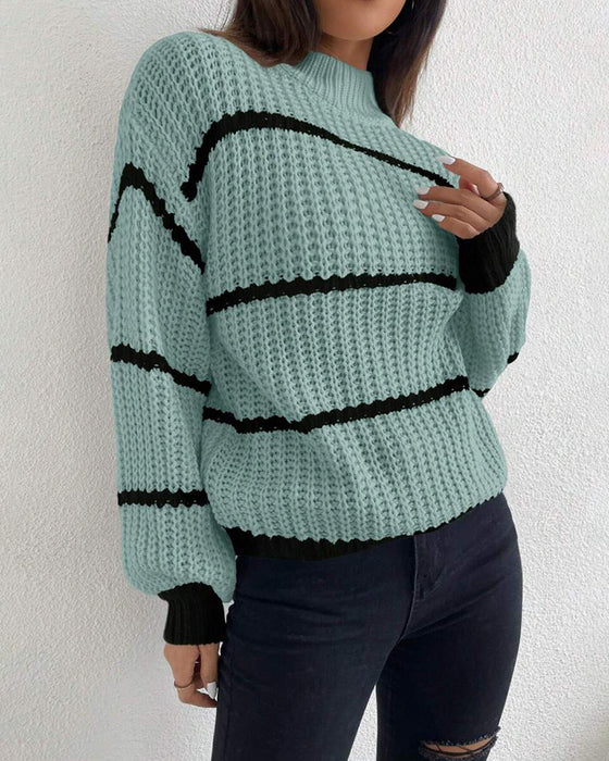 Long-Sleeved Loose Lazy Striped Jumper