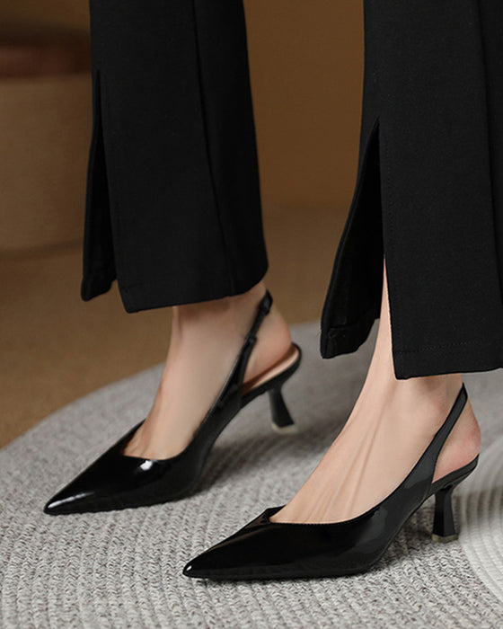 Solid color temperament pointed high heels