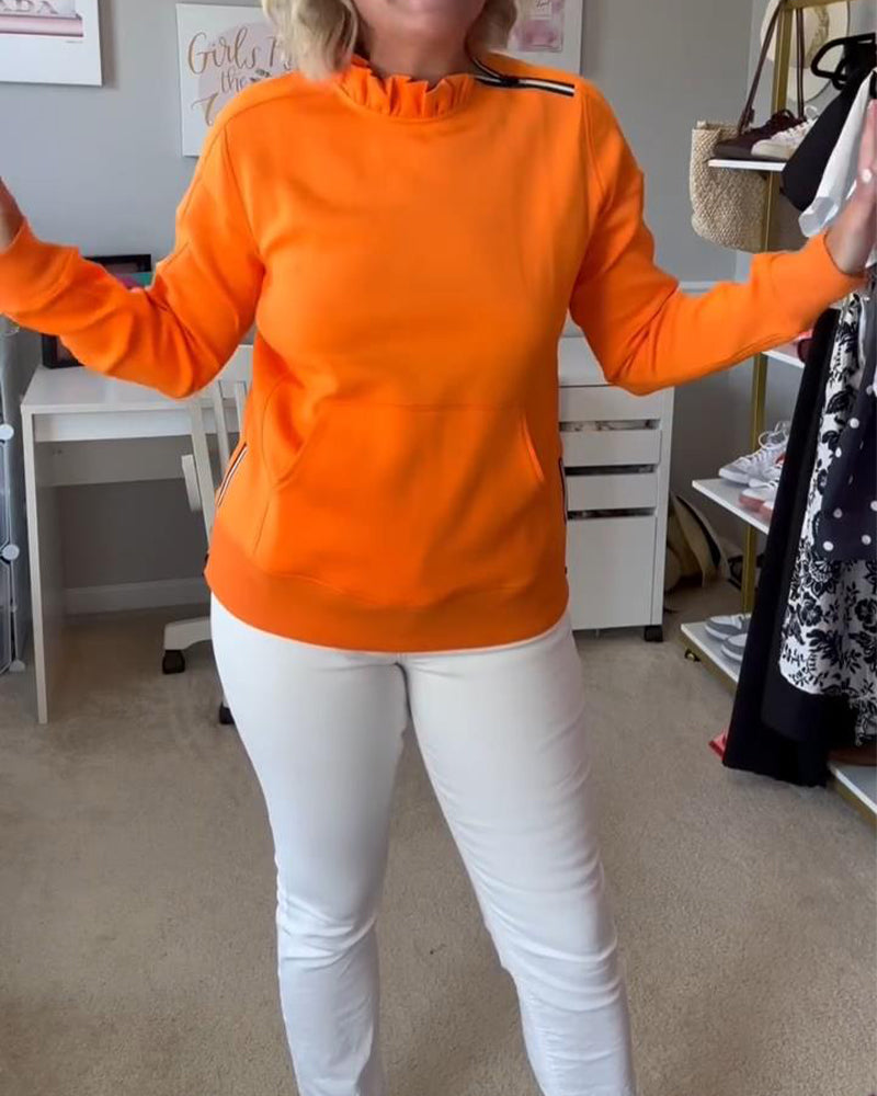 Solid Color Long-Sleeved Zipper Sweatshirt