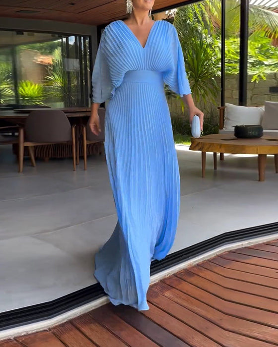Pleated waist-cinching dress
