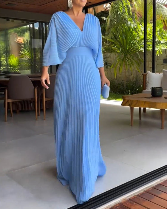 Pleated waist-cinching dress