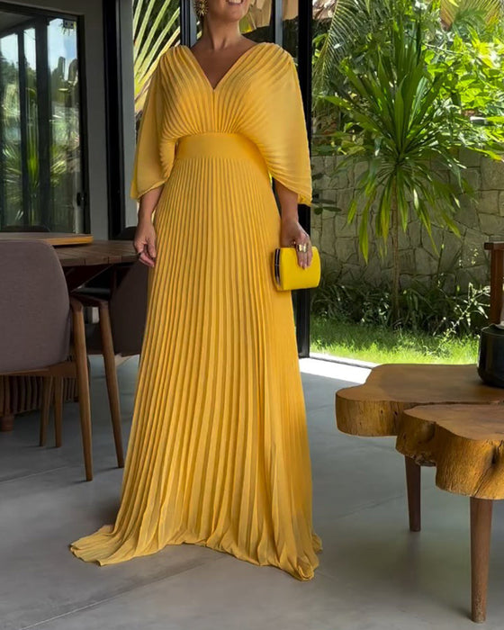 Pleated waist-cinching dress