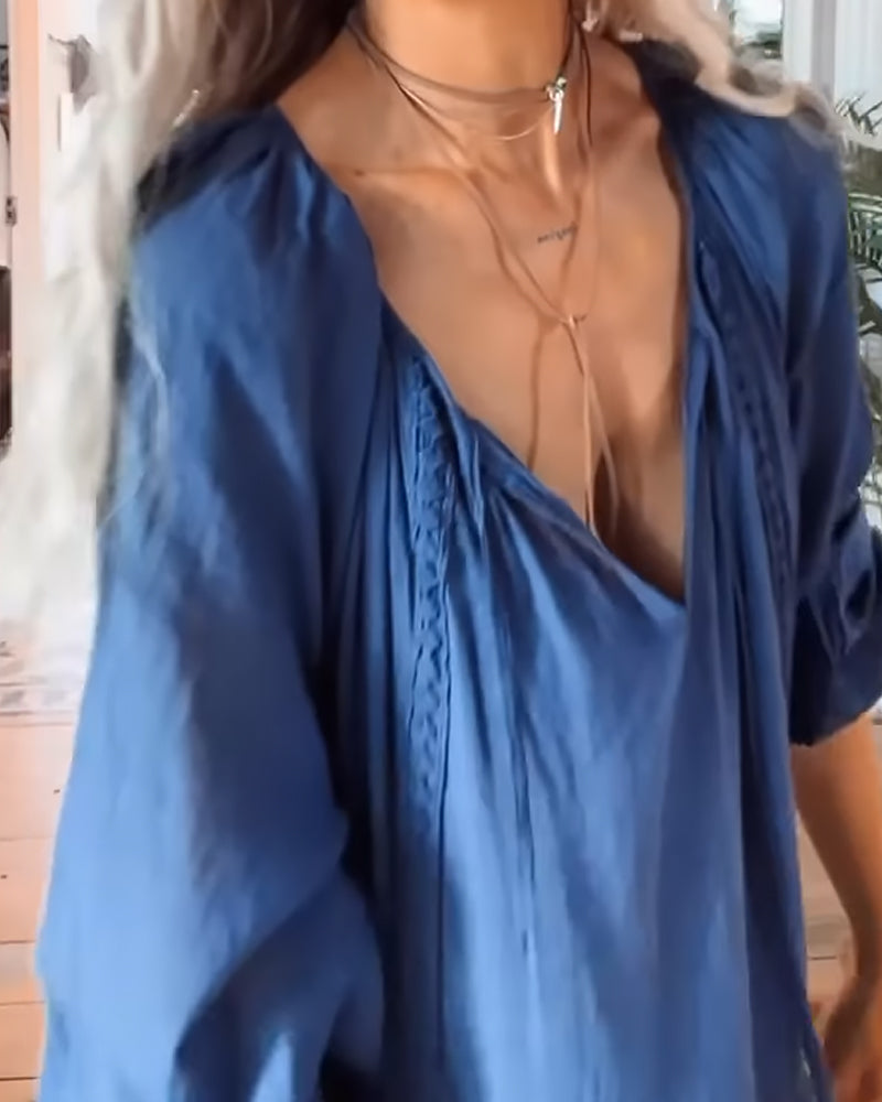 V neck loose dress