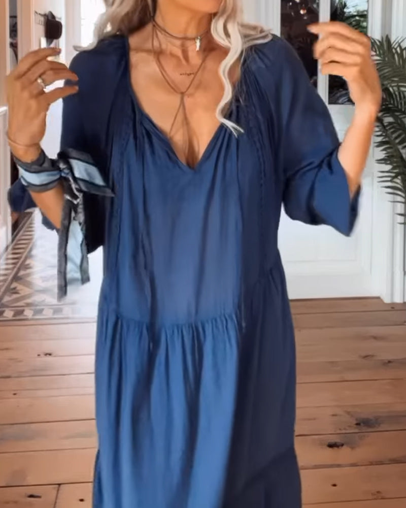 V neck loose dress