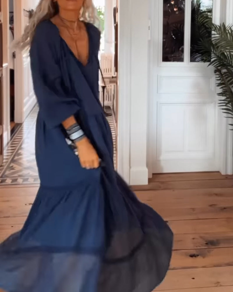 V neck loose dress
