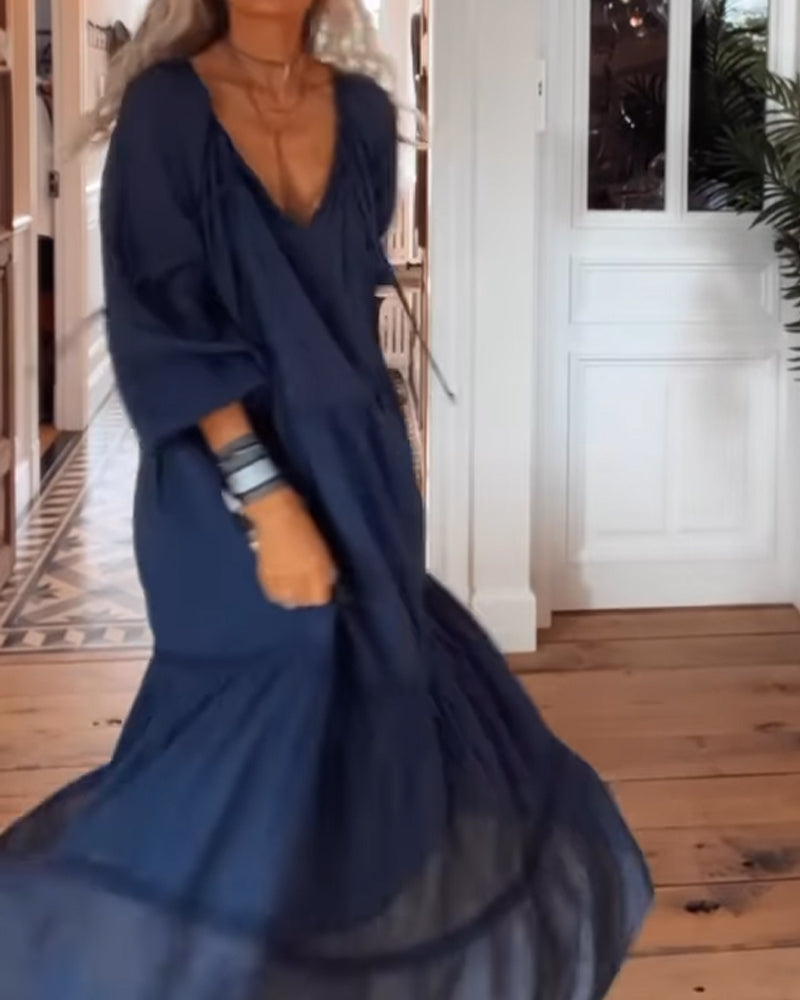 V neck loose dress