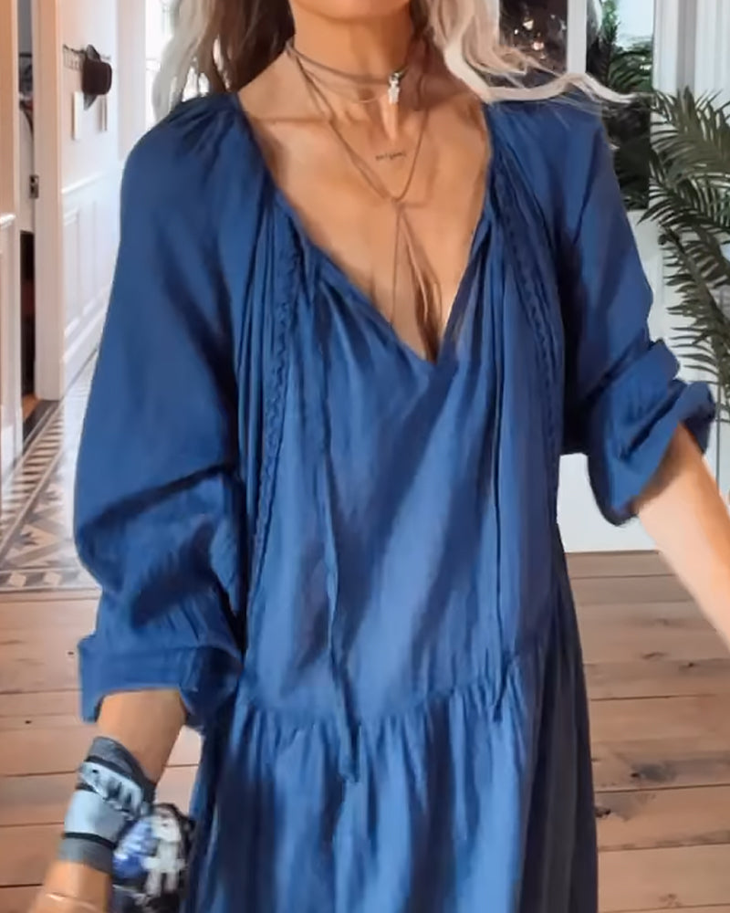 V neck loose dress