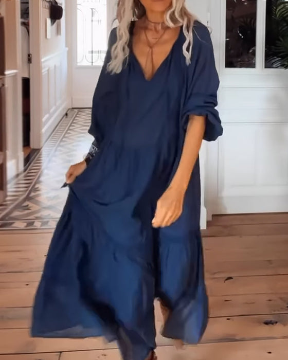 V neck loose dress